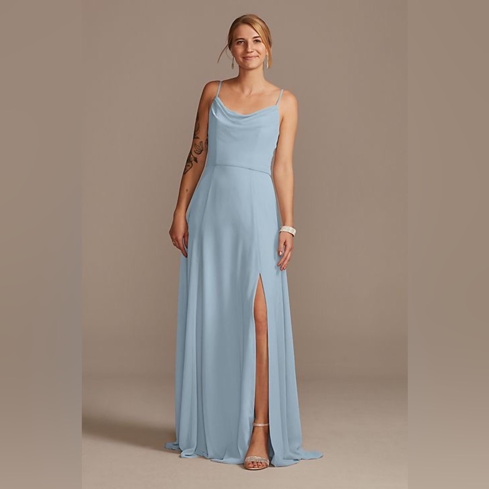 Size 4- David’s Bridal dusty blue bridesmaid dress